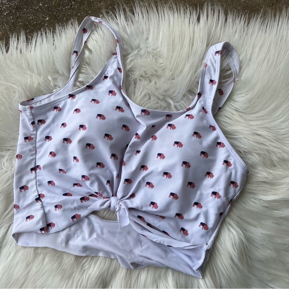 Buffalo Bills White American Flag Buffalo Graphic Bathing Suit Bikini Top - Picture 1 of 5